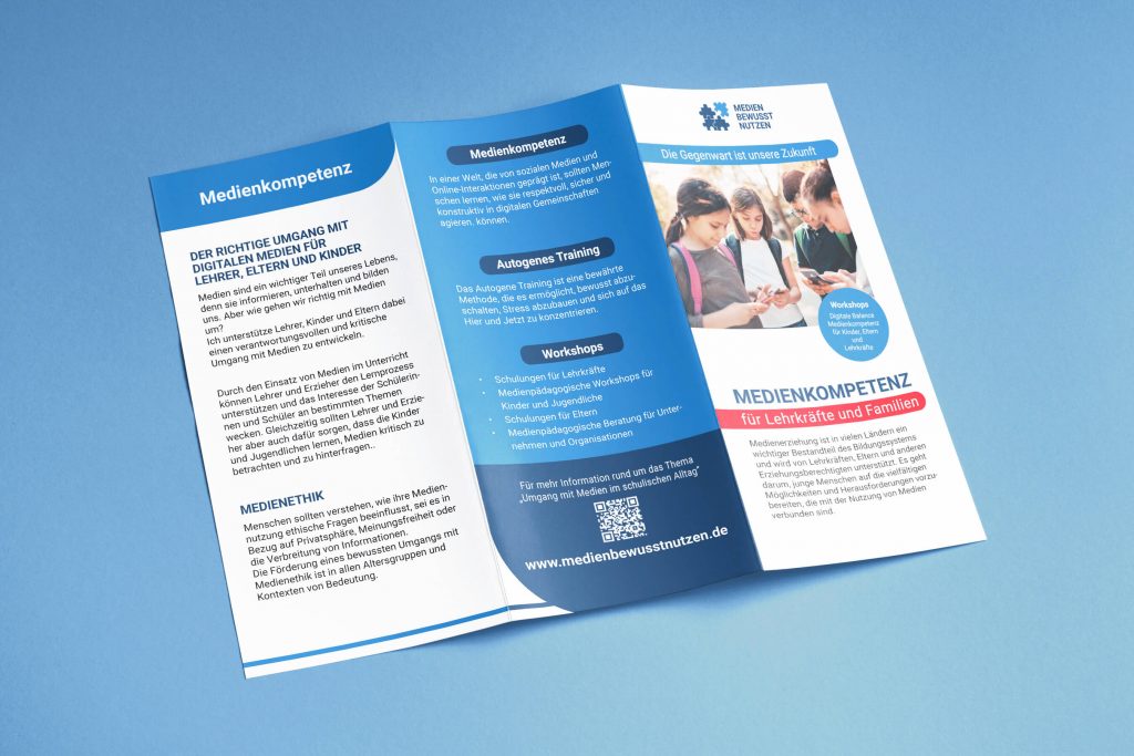 Opened tri-fold flyer brochure cover mock-up
